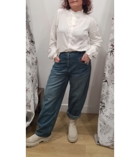 Jean denim bleu délavé Joely avec broderie Rue Mazarine