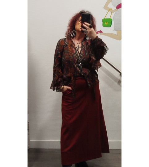 Jupe longue burgundy avec poches Pan