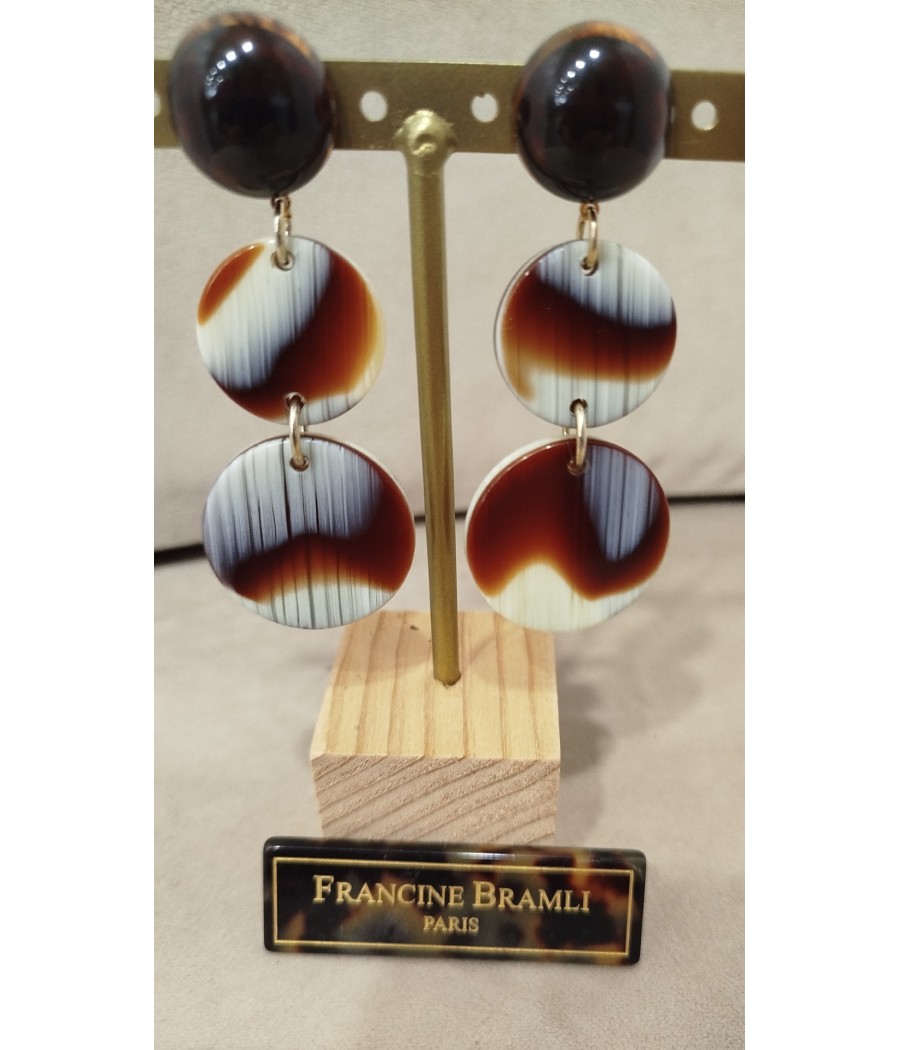 Boucles - d'oreilles - corne - marron - francine - bramli - rougefantomasnoir.com