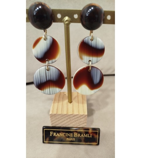 Boucles d'oreilles corne marron Francine Bramli