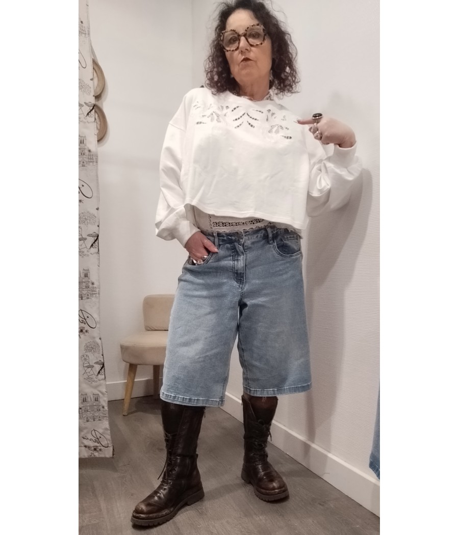 Sweat- blanc -brodé- Idole- Rue Mazarine – sweat- femme -chic- et- tendance-rougefantomasnoir.com