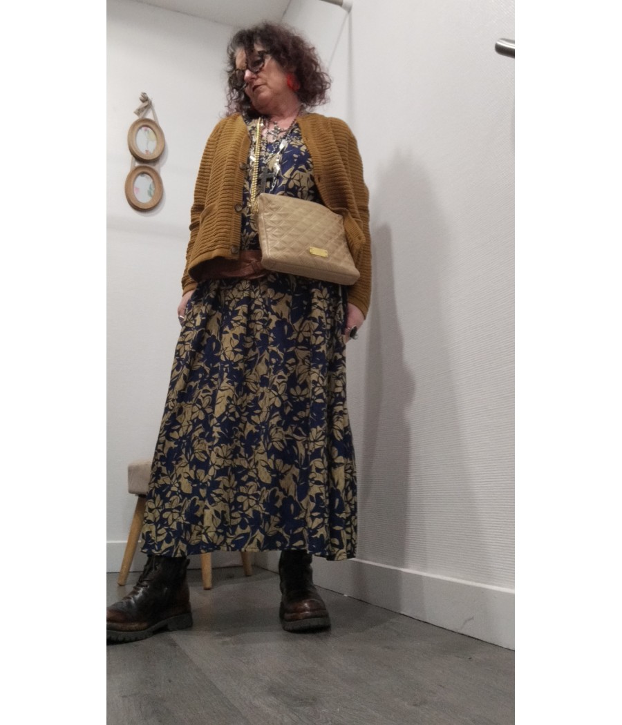 Robe- longue -MDM- imprimée- femme – robe- fluide- été -col- V-rougefantomasnoir.com