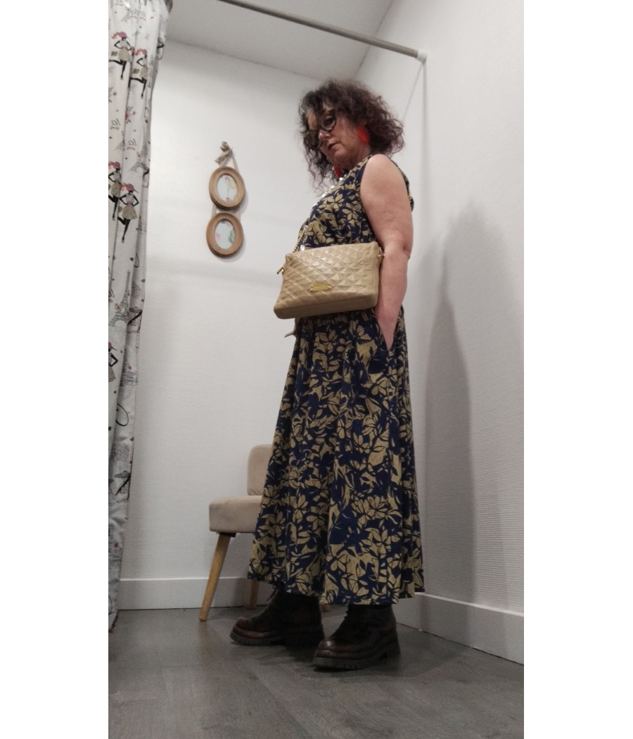 Robe- longue -MDM- imprimée- femme – robe- fluide- été -col- V-rougefantomasnoir.com