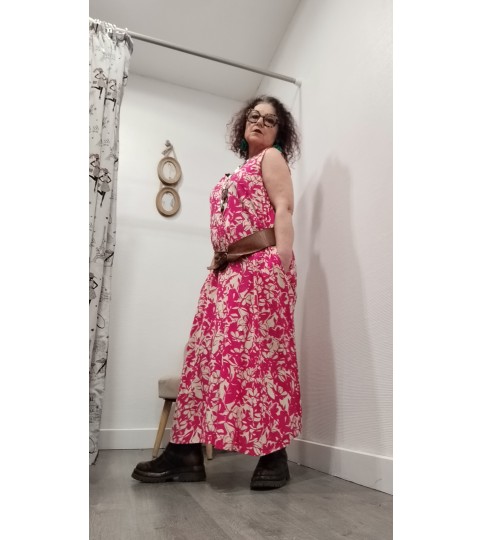 Robe longue fluide MDM – robe femme imprimée en viscose