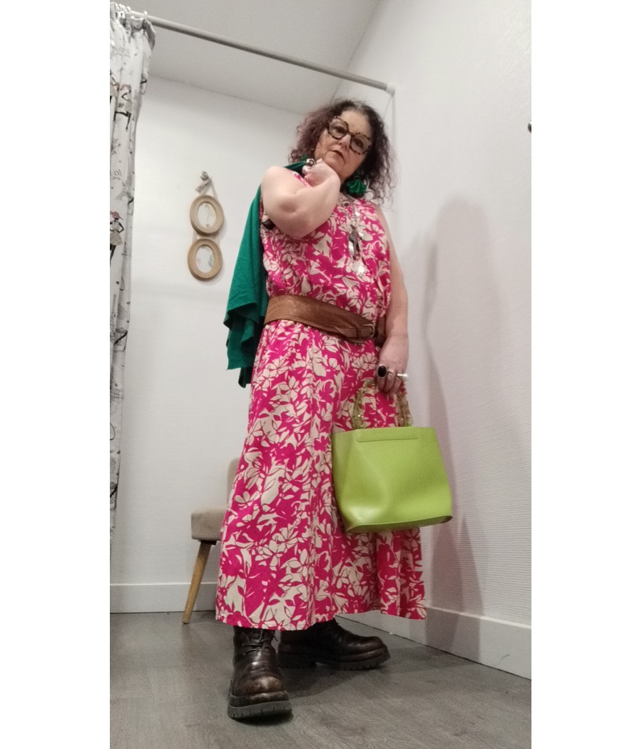 Robe- longue -MDM- imprimée- femme – robe- fluide- été -col- V-rougefantomasnoir.com